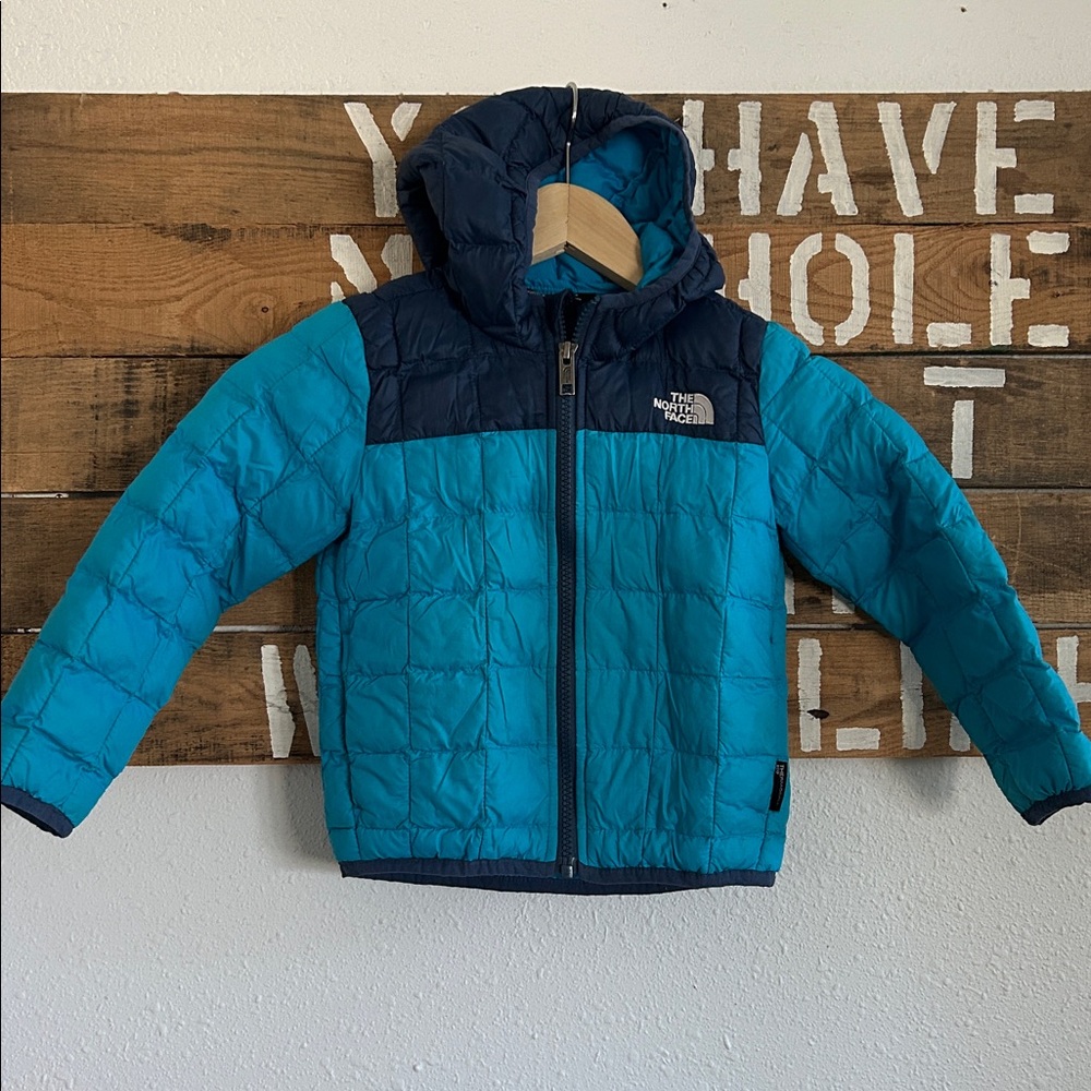 The North Face Blue and Navy Hooded Puffer Jacket